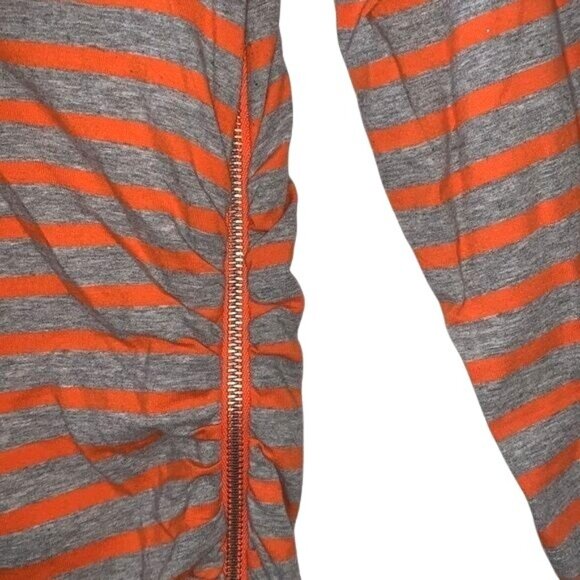 Michael Michael Kors Orange & Gray Striped 3/4 Sleeve Ruched Top M - Picture 6 of 10